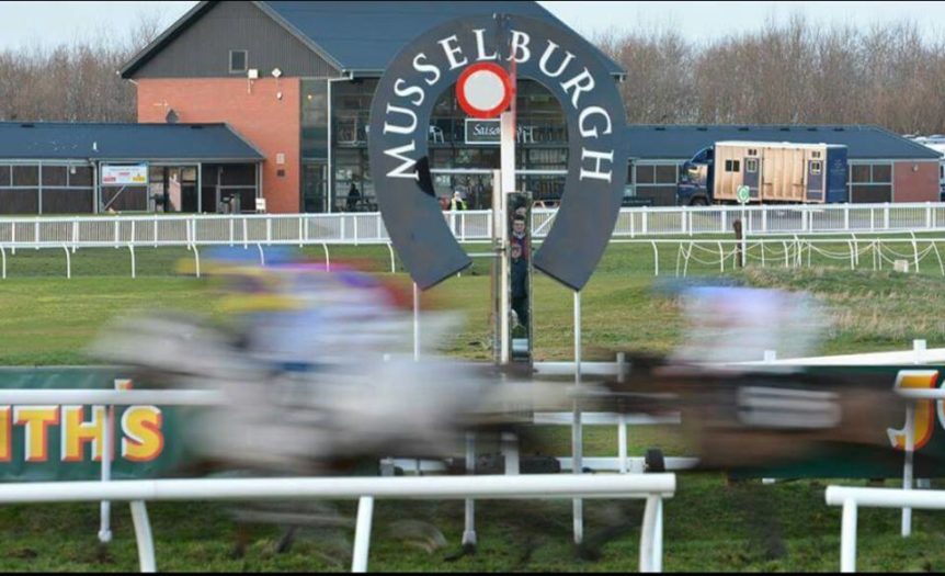 Horse racing. Musselburgh Races. Winning Post.
