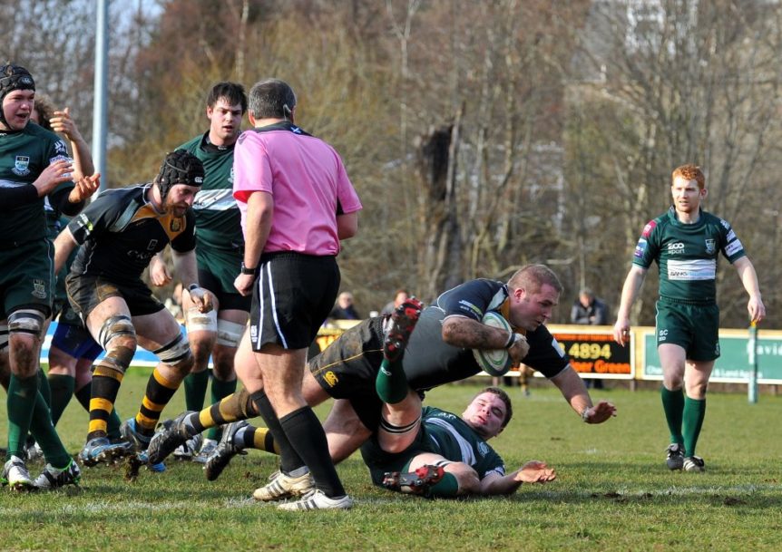 Rugby Union. Currie RFC. Rosco Try
