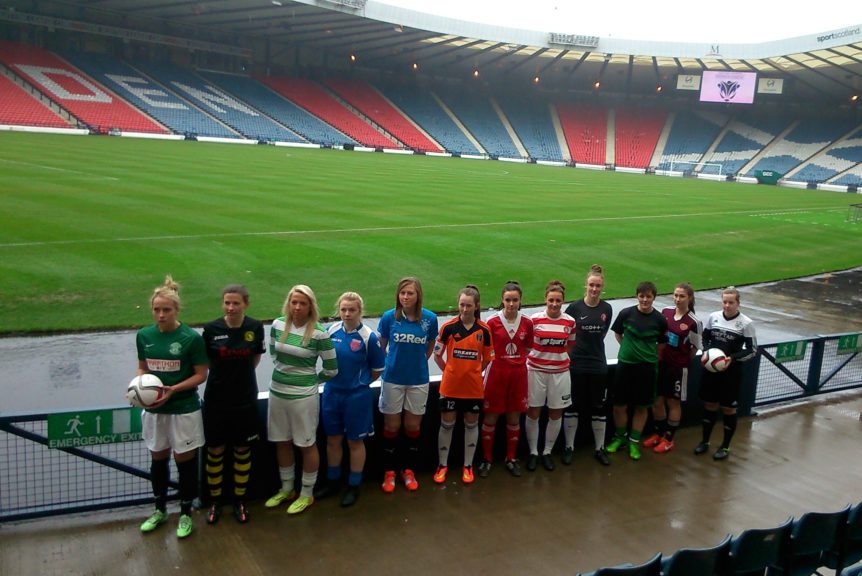 Womens Football. Scottish Women's Premier League. 2015 season launch at Hampden Park.