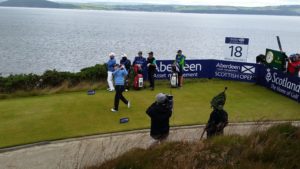 Russell Knox. at Castle Stuart 18th Tee. Scottish Open 2016 ahead of Open Championship
