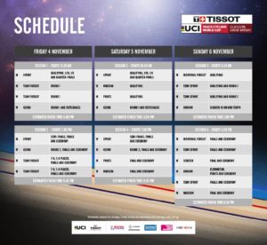 UCI Track Cycling World Cup schedule