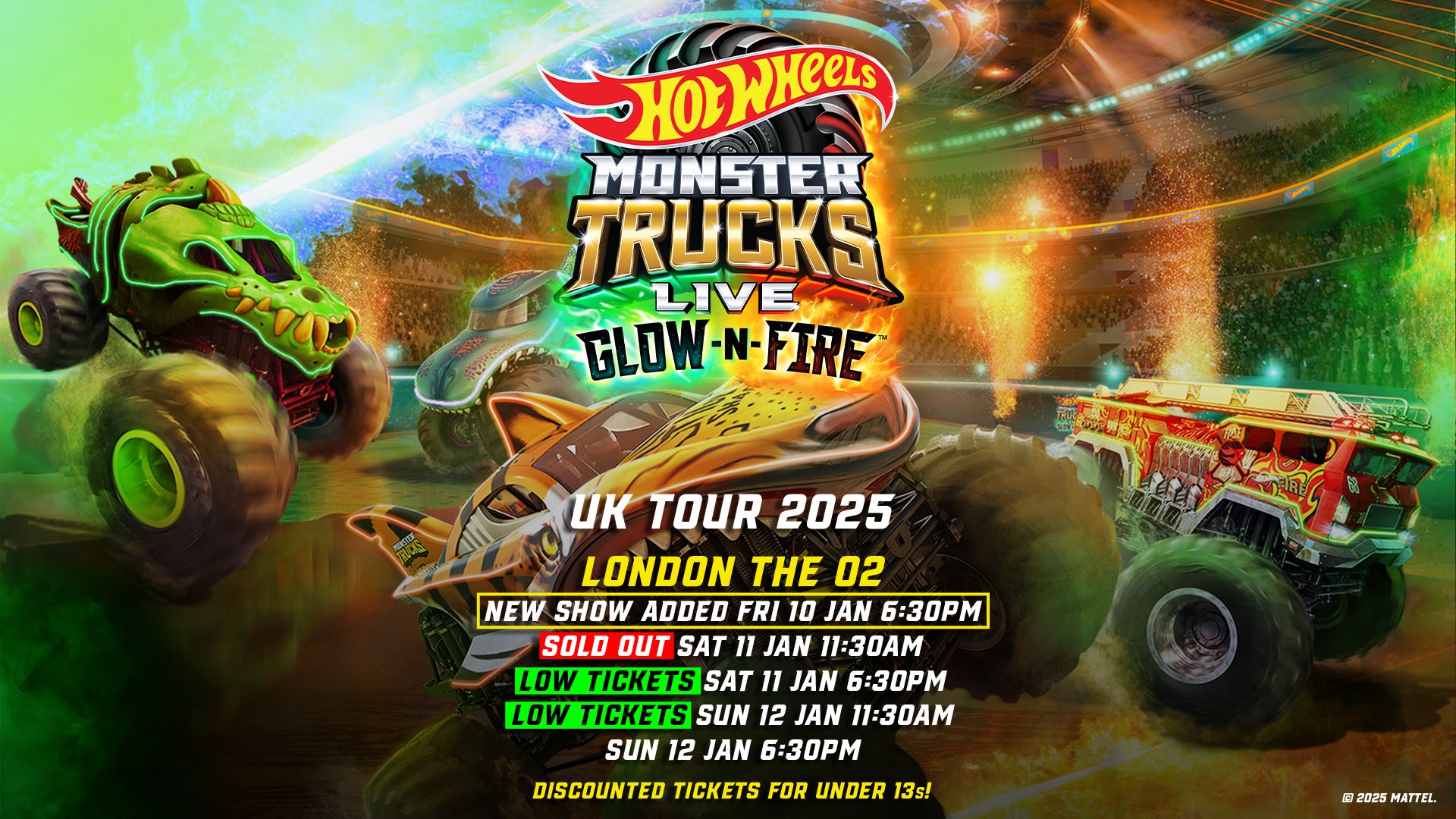Hot Wheels Monster Trucks Live London Glow Party spectator info